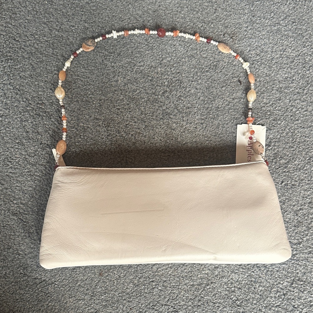 Appleseed's Cream Clutch with Beaded Handle